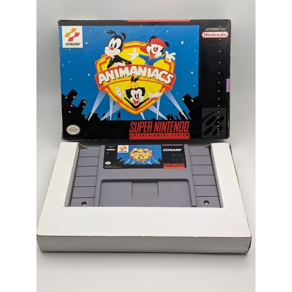 Animaniacs (SNES Super Nintendo, 1991 ) w/ Box & Cart ~ Tested & Works VTG - Picture 9 of 12